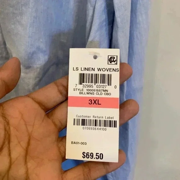 Mens Tasso Elba Linen Woven Button Down Shirt Long Sleeve Size 3XL NWT - B5 - Picture 8 of 9